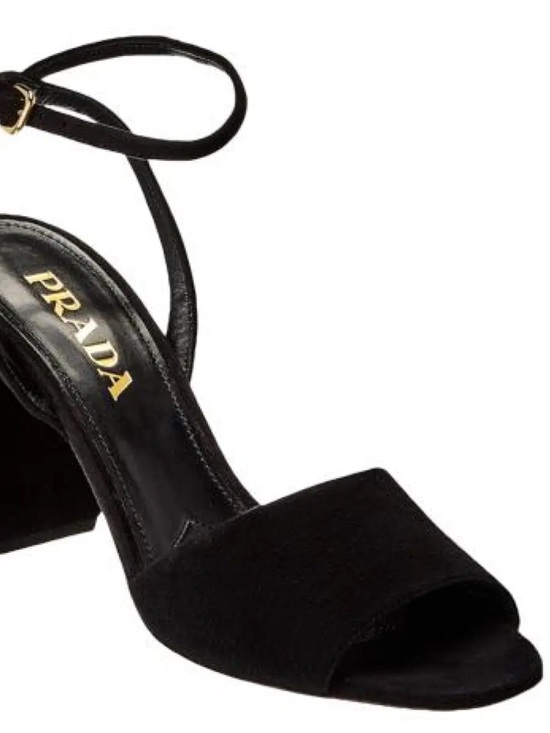 Prada Shoes - Prada Black Suede Ankle-Strap Block Heels